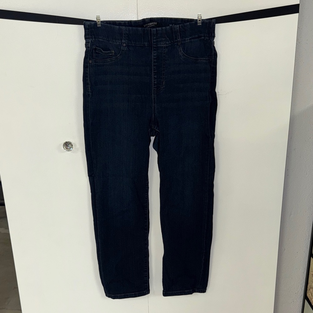 Liverpool Dark Blue Straight Ankle Length Jeans